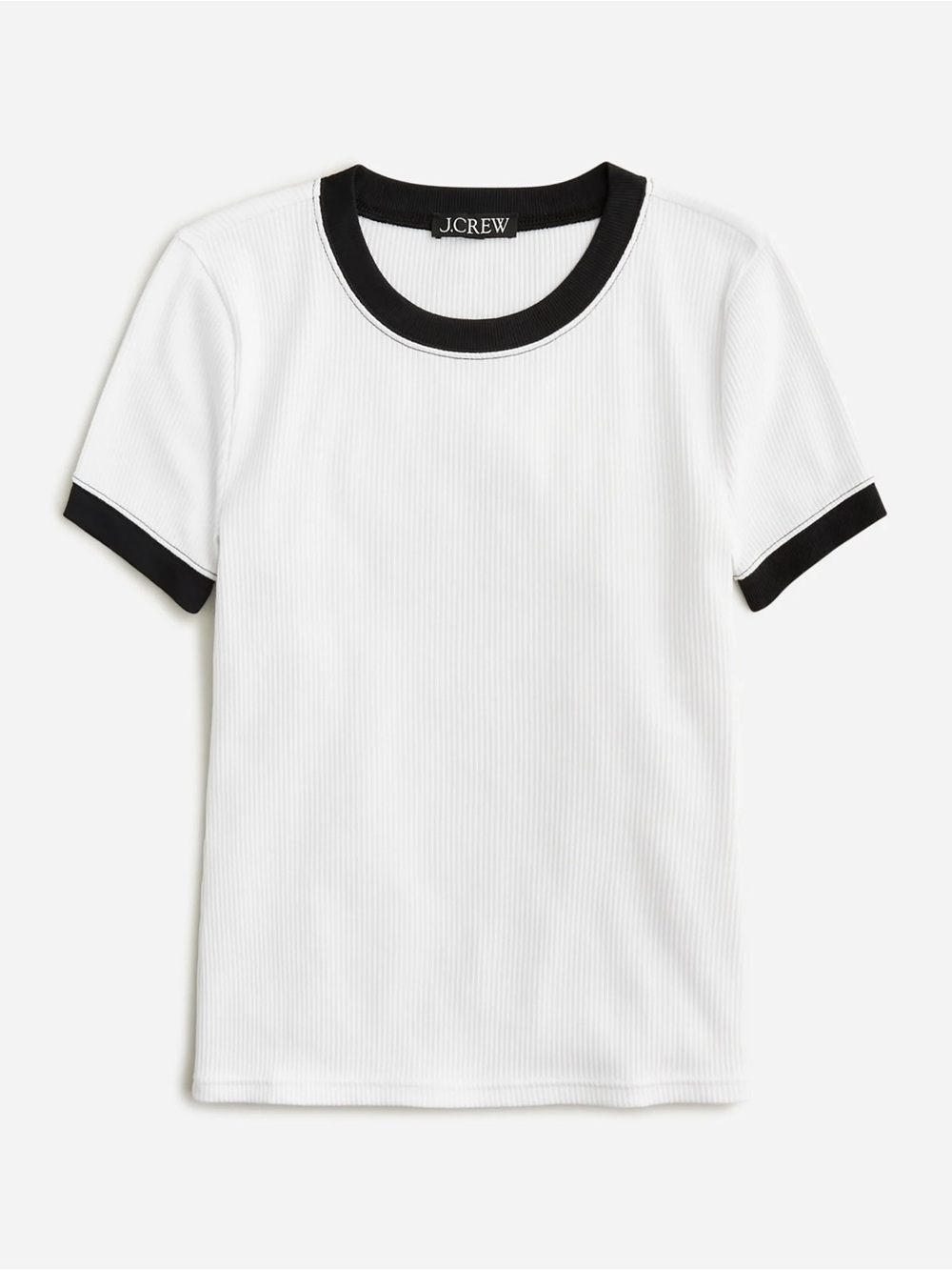 J.Crew Vintage rib shrunken Tshirt with contrast trim White w/ black trim size L